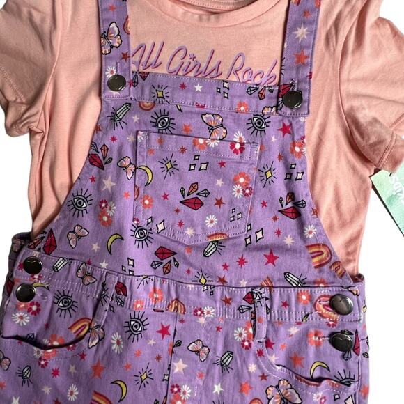365 Kids Garanimals Girls Size 10  Shortall Purple Pink Set 2-Piece shorts shirt - Picture 11 of 14